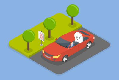 3D Isometric Flat Illustration of Drowsy Driver, Unsafe Driving3D Isometric Flat Illustration of Drowsy Driver, Unsafe Driving-stock-foto