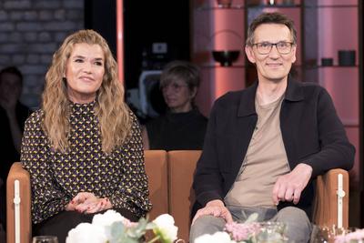 Anke Engelke und Kristian Thees-stock-foto