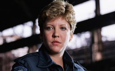 Nancy Allen USA. Nancy Allen in the (C)Orion Pictures film : RoboCop (1987). Plot: In a dystopic and crime-ridden Detroi-stock-foto