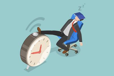3D Isometric Flat  Illustration of Afternoon Slump, Procrastinating Lazy Employee<br>3D Isometric Flat  Illustration of Afternoon Slump, Procrastinating Lazy Employee-stock-foto