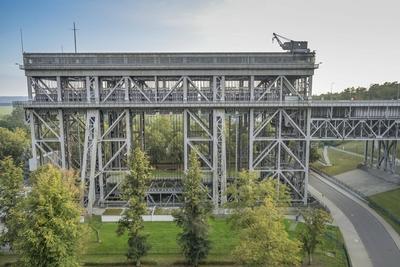 Altes Schiffshebewerk Niederfinow, Brandenburg, Deutschland *** Old Niederfinow boat lift, Brandenburg, Germany-stock-foto