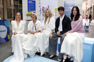 Ruth Moschner, Felicitas Then, Mirja du Mont, Sohn Fayn und Tochter Tara, bei dem Themen Event-Tag Initiative-Milch Der-stock-foto