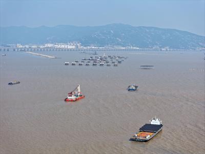 China Nuclear Tianwan Tidal Flat PV Construction-stock-foto