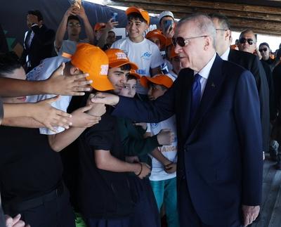 Turkish President Recep Tayyip Erdo?an visits the 7th Traditional Sports Cultural Festival-stock-foto