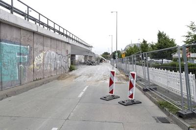 25.05.2025, Br?cke Stra?e An der Wuhlheide wird abgerissen, aufgrund der bestehenden Einsturzgefahr wurde der kontrollie-stock-foto