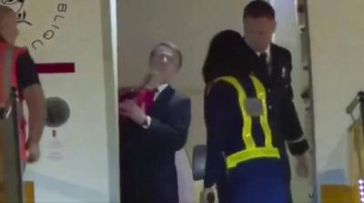 Emmanuel Macron bouscul? par Brigitte Macron-stock-foto