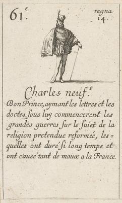 Karel IX; Charles Neufe; Card game with rulers of France; Cartes des Rois de france.playing Card with a Representation o-stock-foto
