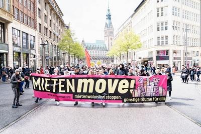 News Bilder des Tages Demonstration in Hamburg Demo MIETENmove mietenwahnsinn stoppen g?nstige r?um-stock-foto