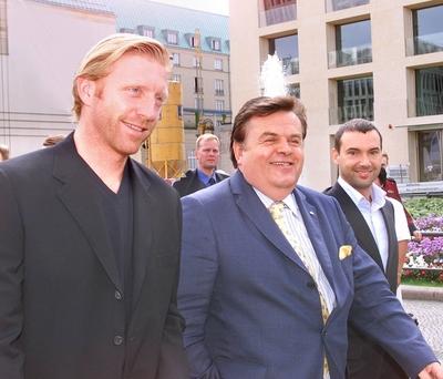 Thema: PK mit Boris Becker, Dr.Helmut Thoma, Paulus Neef (Pixelpark) zum Internet Auftritt von Sportgate am Brandenburge-stock-photo