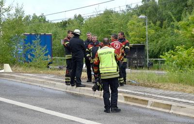 LKW Unfall-stock-foto