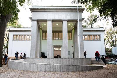 18th International Venice Biennale Architecture Exhibition: National pavilions A front view of the German pavilion at 18-stock-photo