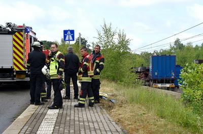 LKW Unfall-stock-foto