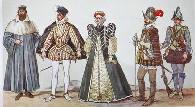 Mode, Kost?me, Kleidung von Karl IX. und der h?fischen Gesellschaft in Frankreich zur Zeit der spanischen Mode um 1560-1-stock-photo