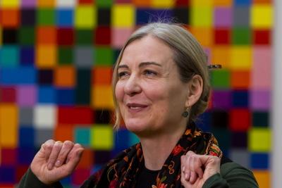 Ausstellung Ausstellung der Staatlichen Kunstsammlungen Dresden Gerhard Richter. Portraits. Glas. Abstraktionen anl?ssl-stock-foto
