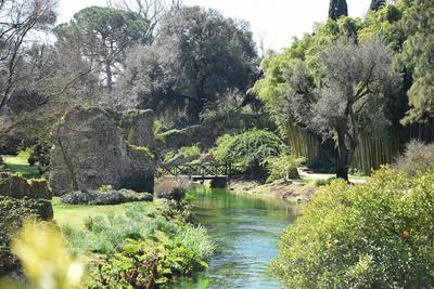 The garden of Nymph located in the territory of the municipality of Cisterna Di Latina, on the border with Norma and Ser-stock-photo