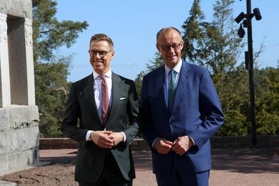 German Chancellor meets Finnish President in Naantali, Finland-stock-photo