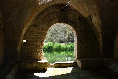 The garden of Nymph located in the territory of the municipality of Cisterna Di Latina, on the border with Norma and Ser-stock-photo
