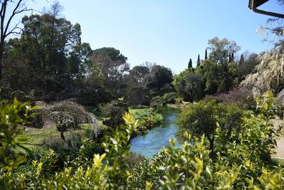 The garden of Nymph located in the territory of the municipality of Cisterna Di Latina, on the border with Norma and Ser-stock-photo