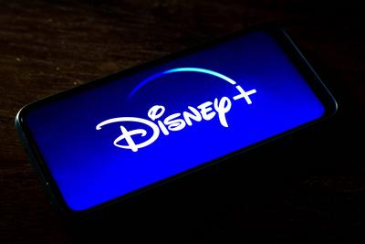 May 22, 2021, Brazil. In this photo illustration the Disney + (Plus) logo seen displayed on a smartphone screen May 22,-stock-photo