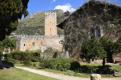 The garden of Nymph located in the territory of the municipality of Cisterna Di Latina, on the border with Norma and Ser-stock-photo
