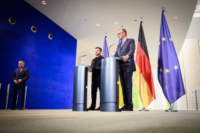Berlin, Pressekonferenz Friedrich Merz und Wolodymyr Selenskyj-stock-photo