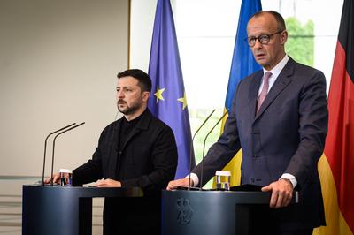 Berlin, Pressekonferenz Friedrich Merz und Wolodymyr Selenskyj-stock-photo