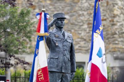 Inauguration ceremony for the statue of Colonel Arnaud Beltrame-stock-foto