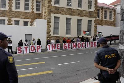 Protest against Germany by the Palestine Solidarity Campaign in Cape Town, South Africa-stock-foto