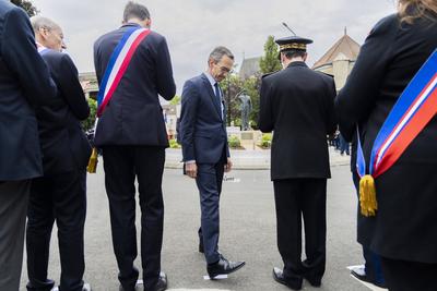 Inauguration ceremony for the statue of Colonel Arnaud Beltrame-stock-foto