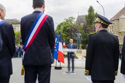 Inauguration ceremony for the statue of Colonel Arnaud Beltrame-stock-foto