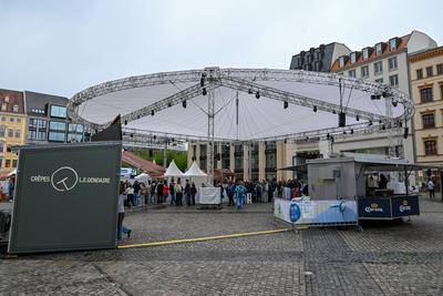 Leipzig - Regen und Gewitter am ersten Tag: Internationales Turnfest startet in Leipzig-stock-photo