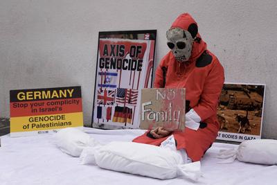 Protest against Germany by the Palestine Solidarity Campaign in Cape Town, South Africa-stock-foto