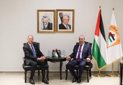 Vice President of the State of Palestine, Mr. Hussein Al-Sheikh, received the Canadian Representative to the Palestinian Authority-stock-photo