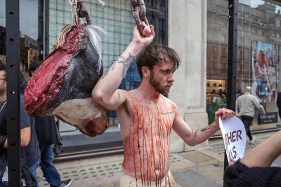 PETA Anti-Leather Display-stock-foto