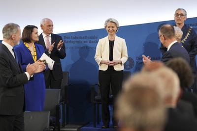 Verleihung des Internationalen Karlspreis 2025 in Aachen-stock-photo