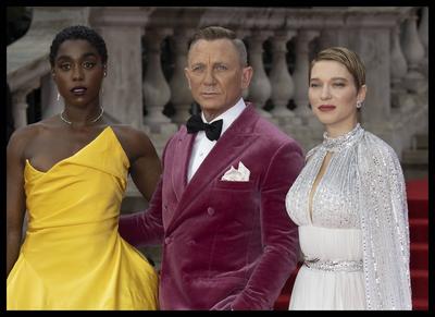 Entertainment Themen der Woche KW39 . 28/09/2021. London, United Kingdom. Lashana Lynch, Daniel Craig and Lea Seydoux ar-stock-foto