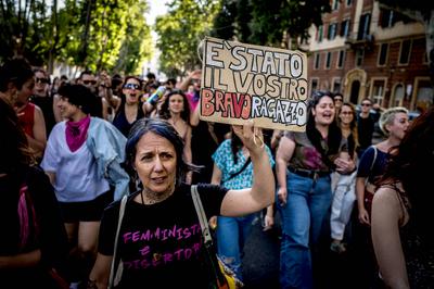 Demonstration for Martina Carbonaro killed by ex-boyfriend-stock-foto