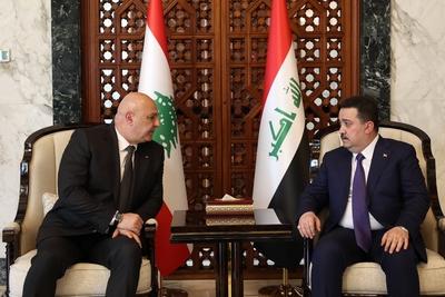 Lebanese President Joseph Aoun and his accompanying delegation arrived at Baghdad International Airport for an official visit to Iraq-stock-foto