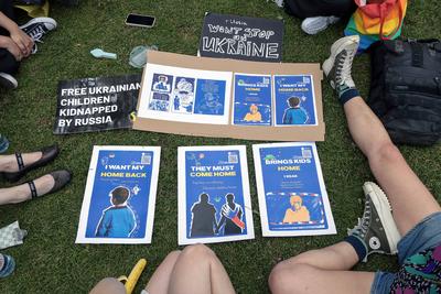 March for the Children of Ukraine-stock-photo