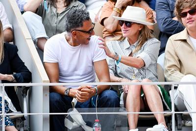 Internationaux de Roland Garros. People en tribunes 1er juin-stock-foto