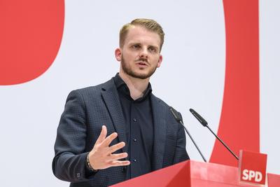 GER, Berlin, Pressekonferenz, Pressekonferenz mit dem designierten SPD-Generalsekretaer Tim Kluessendorf, nach Gremiensitzung, SPD, Politik im Atrium, Willy-Brandt-Haus, 02.06.25-stock-foto