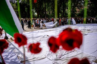 A Shroud for Gaza in Rome-stock-foto