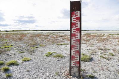 Trockenheit im Seewinkel - ausgetrockneter Warmsee DARSCHO Apetlon, Burgenland, Lange Lacke, 18.09.2022 Klimawandel, Nat-stock-foto