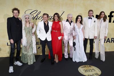 John Taylor, Gela Nash, Roger Taylor, Gisella Bernales, Nick Rhodes, Alexandra Stama, Simon Le Bon, Yasmin Le Bon-stock-foto