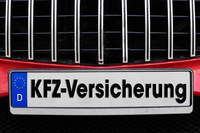 17 January 2024: Car insurance lettering on a license plate FOTOMONTAGE *** KFZ-Versicherung Schriftzug auf einem Kfz-Nu-stock-foto