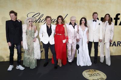John Taylor, Gela Nash, Roger Taylor, Gisella Bernales, Nick Rhodes, Alexandra Stama, Simon Le Bon, Yasmin Le Bon-stock-foto