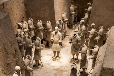 Terracotta Army, terracotta sculptures, near Xian, Shaanxi, China-stock-photo