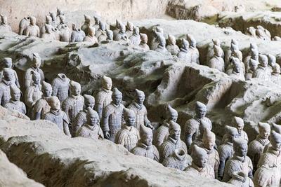 Terracotta Army, terracotta sculptures, near Xian, Shaanxi, China-stock-photo