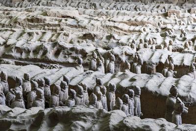 Terracotta Army, terracotta sculptures, near Xian, Shaanxi, China-stock-photo