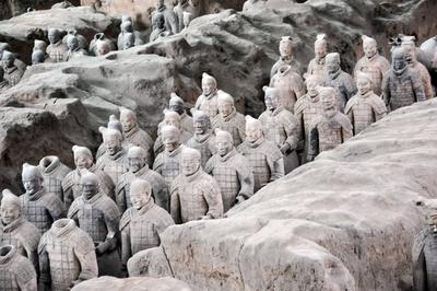 Terracotta Army. Clay soldiers of the Chinese emperor XIAN, CHINA - October 29, 2017: Terracotta Army. Clay soldiers of-stock-photo